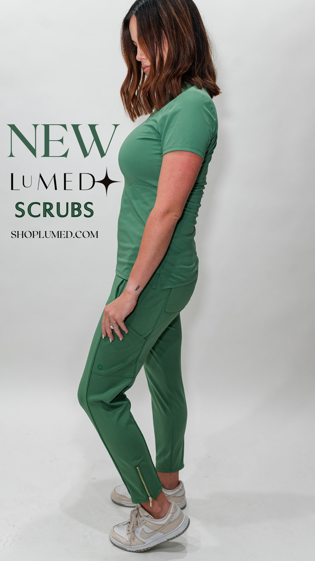 Women's 1/2 Zip Scrub Top - Green
