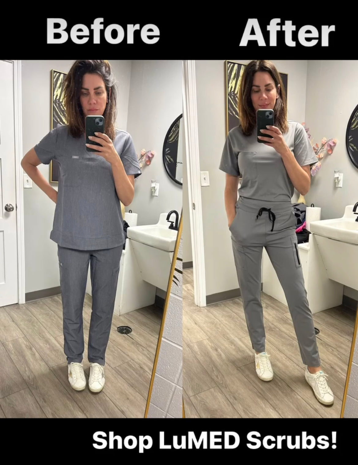 "Boyfriend Fit" Scrub Pants - Grey
