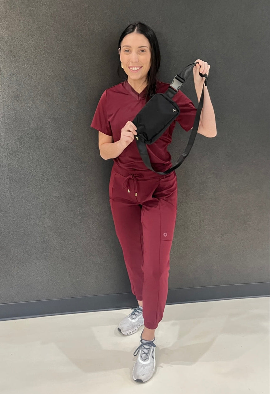 Women's Burgundy V-Neck Scrub Top