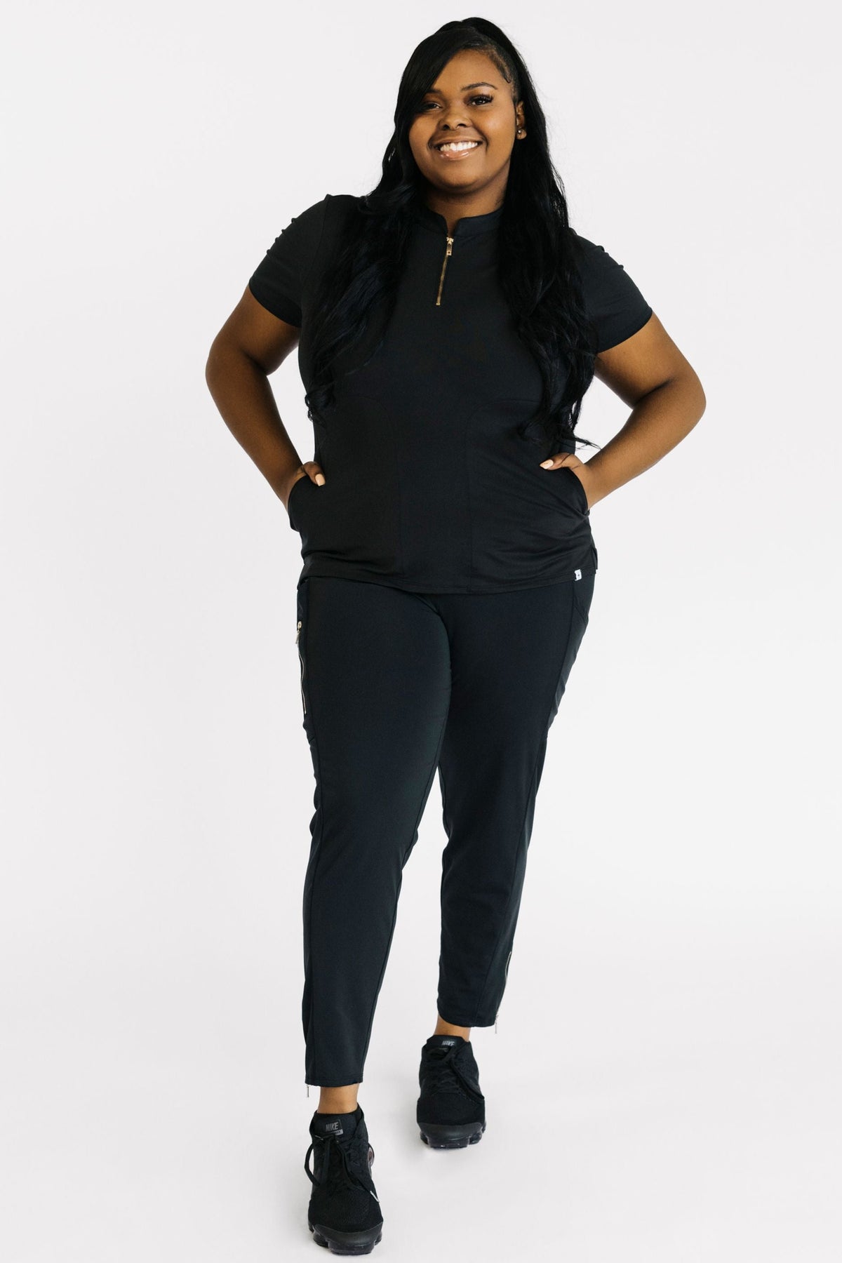 black scrub pants