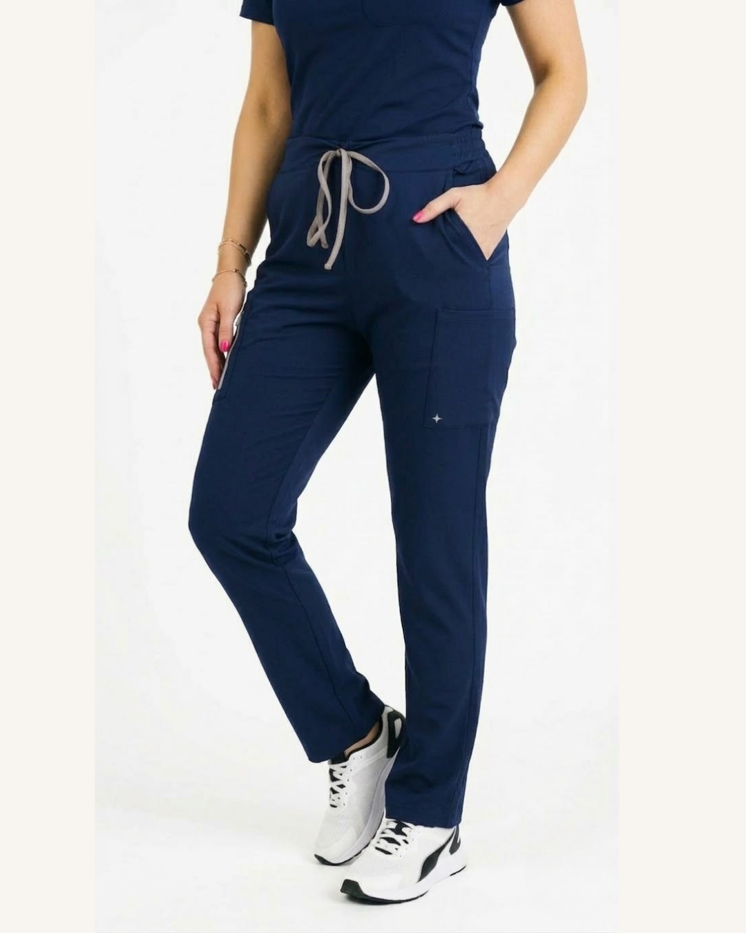 "Boyfriend Fit" Scrub Pants - Navy Blue