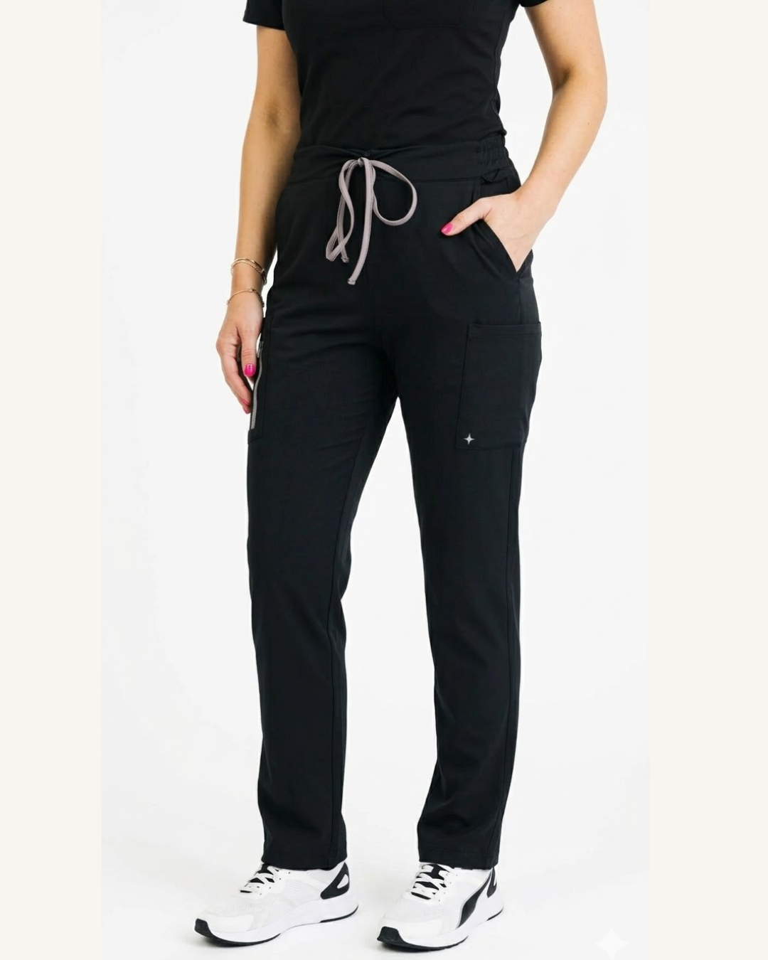 "Boyfriend Fit" Scrub Pants - Black