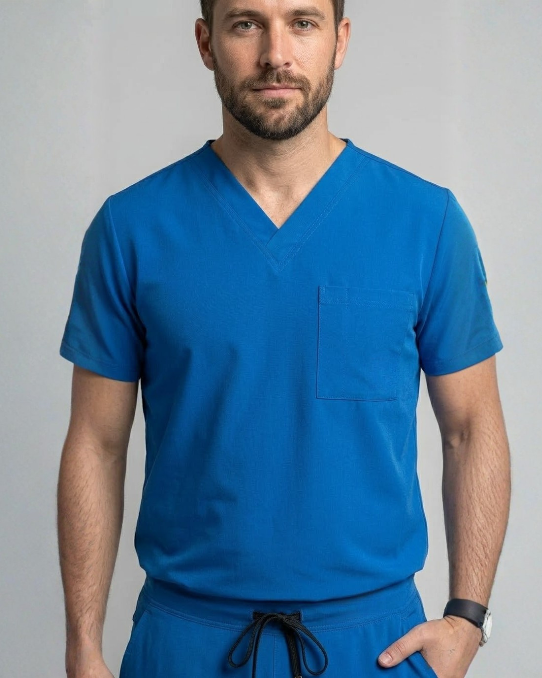 Men's Cobalt Blue V-Neck Scrub Top