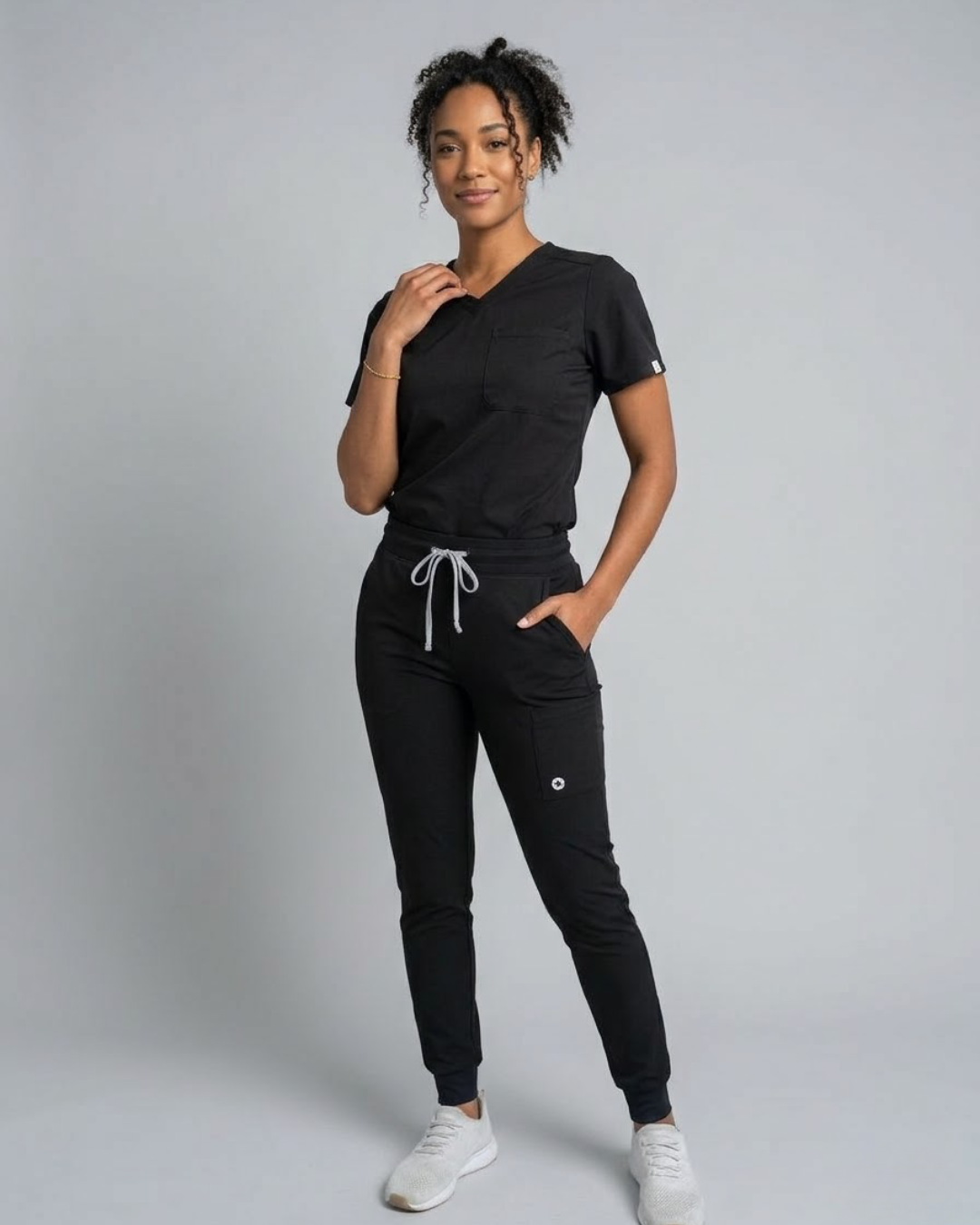 "Boyfriend Fit" Scrub Joggers - Black