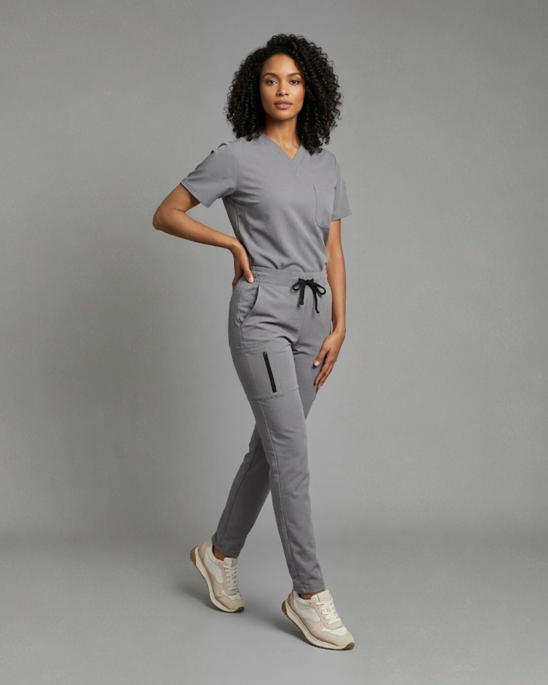 "Boyfriend Fit" Scrub Pants - Grey