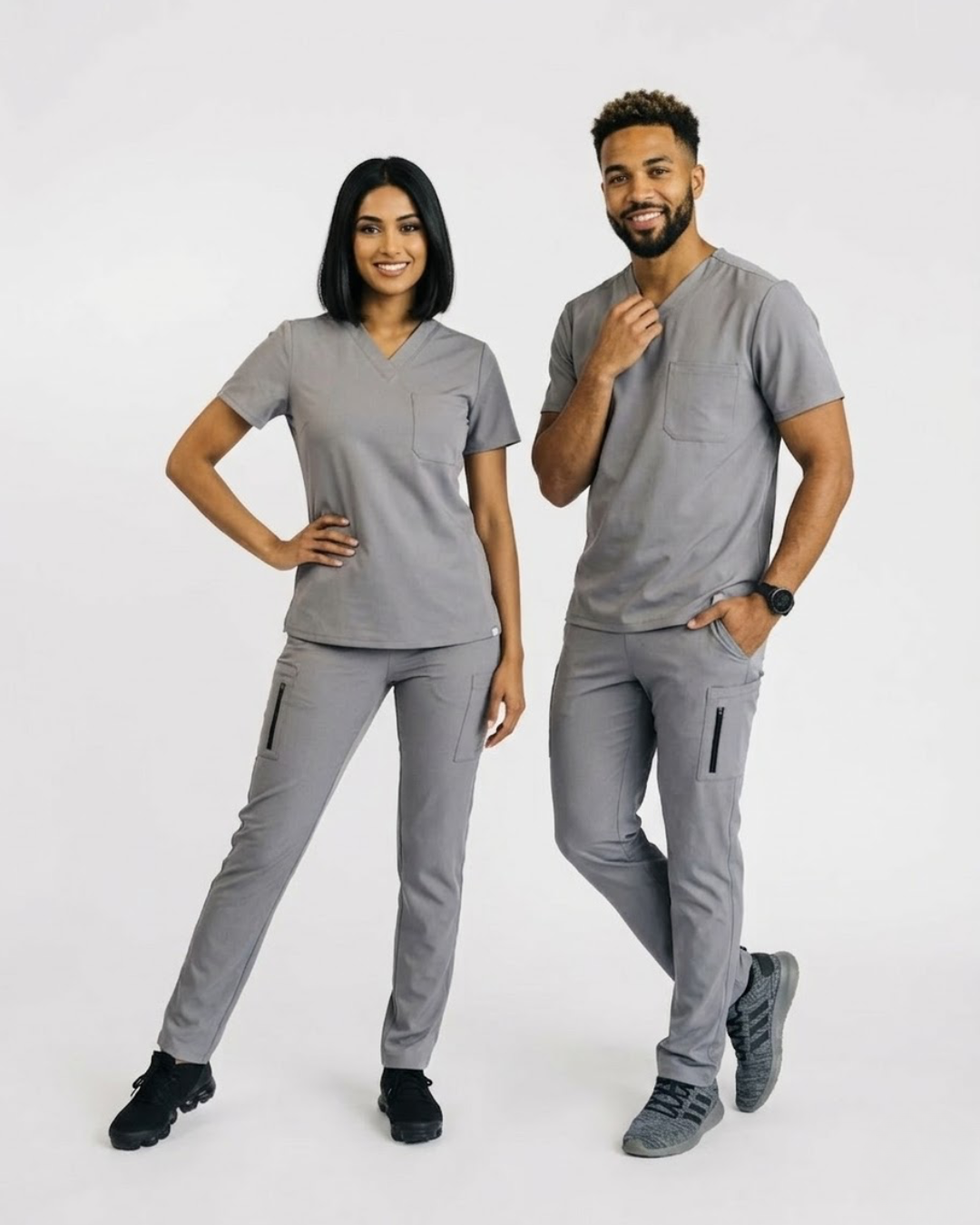 "Boyfriend Fit" Scrub Pants - Grey