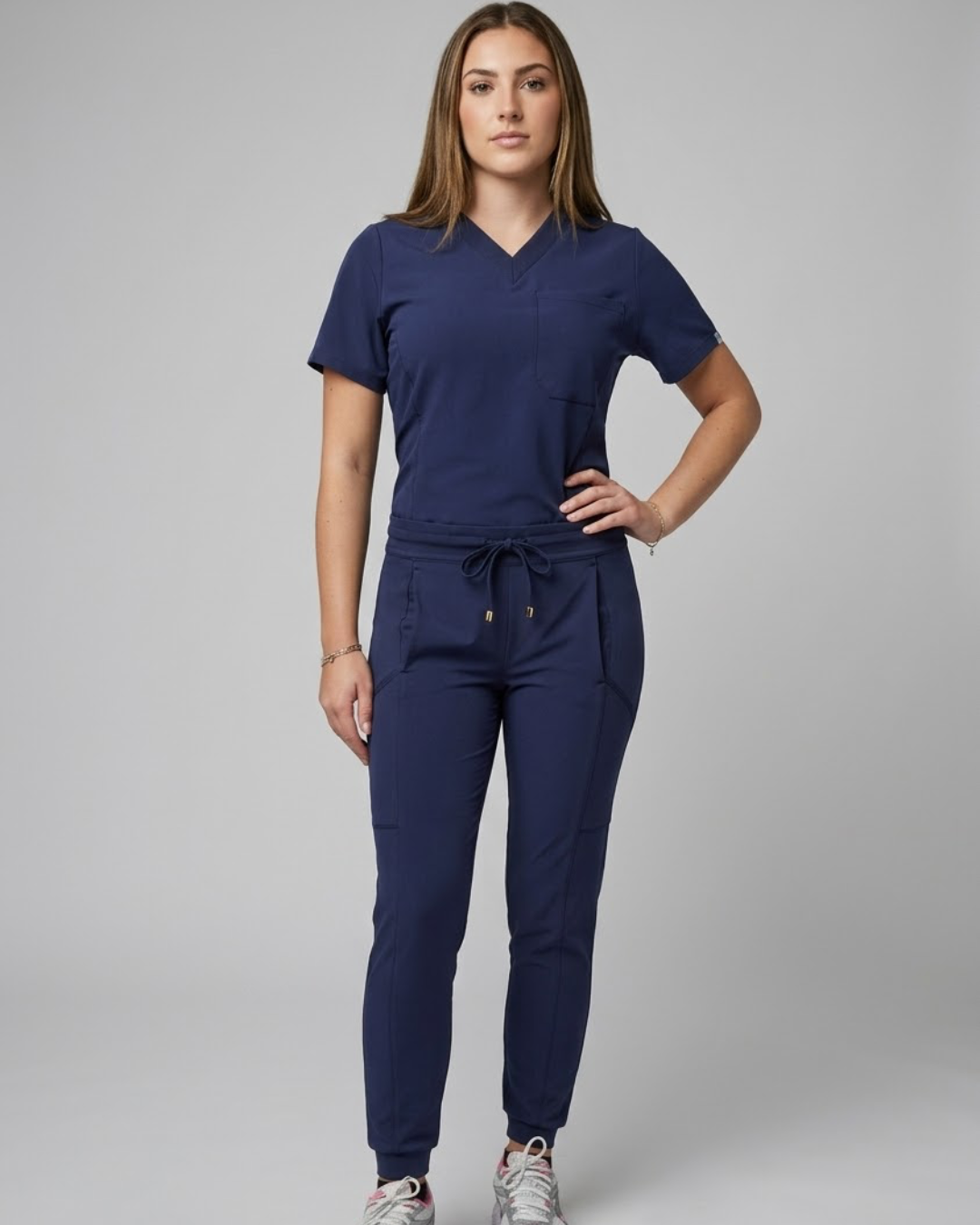 Women's Navy Scrub Low Waisted Joggers
