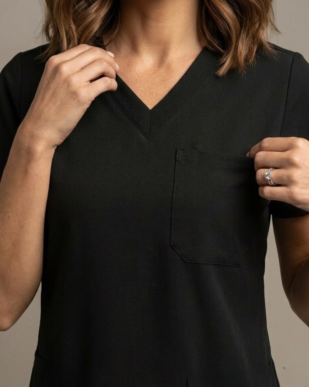 Women's Black V-Neck Scrub Top