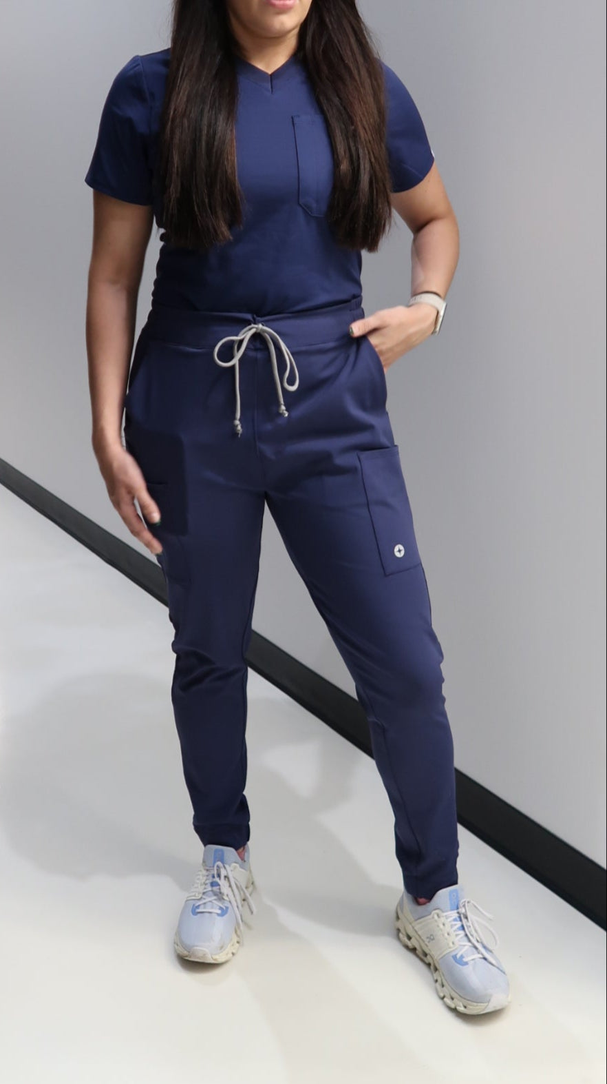 "Boyfriend Fit" Scrub Joggers - Navy