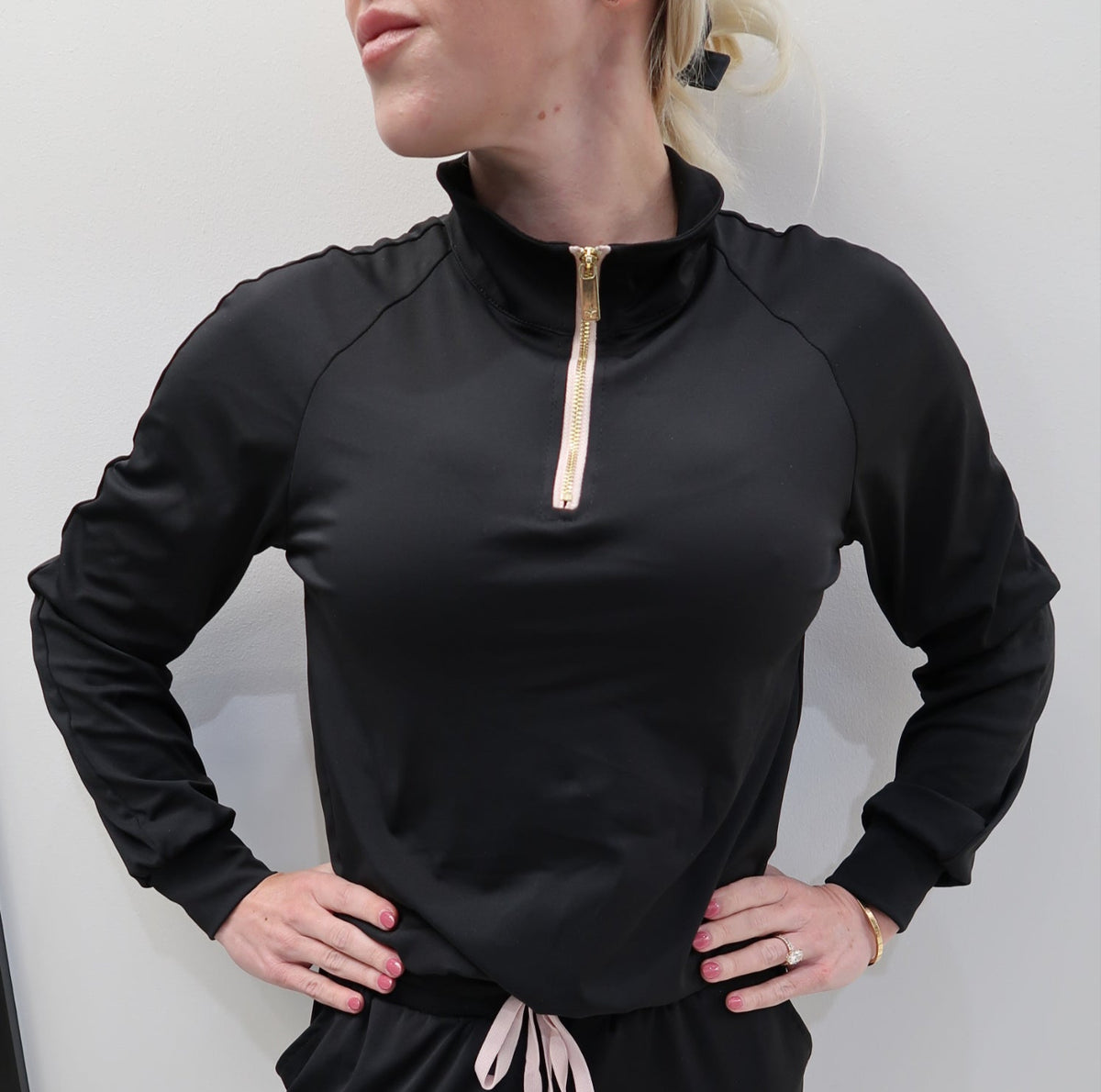 Women's Scrub Active Pullover - Pink and Gold Details