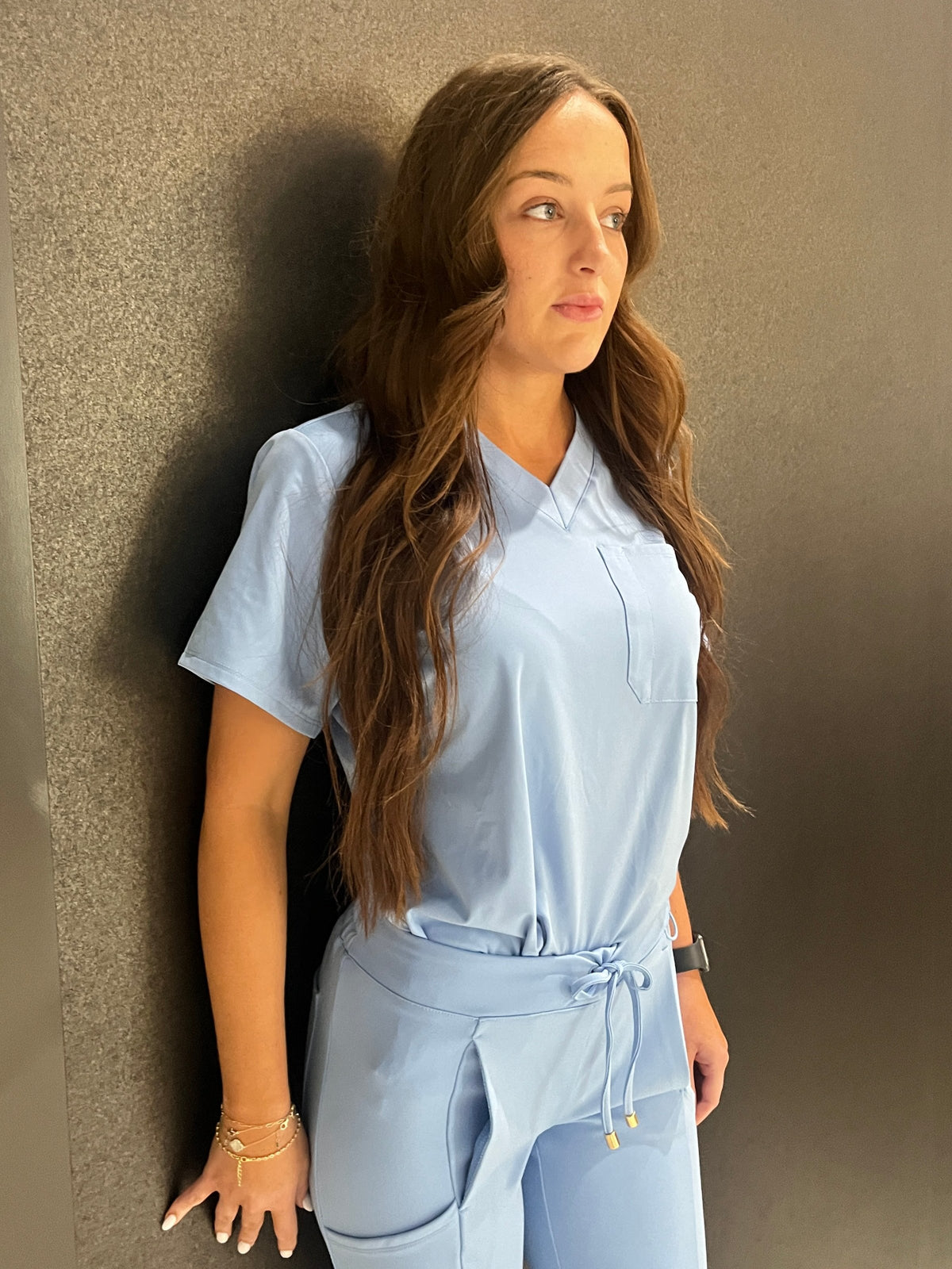 Women's Ceil Blue V-Neck Scrub Top