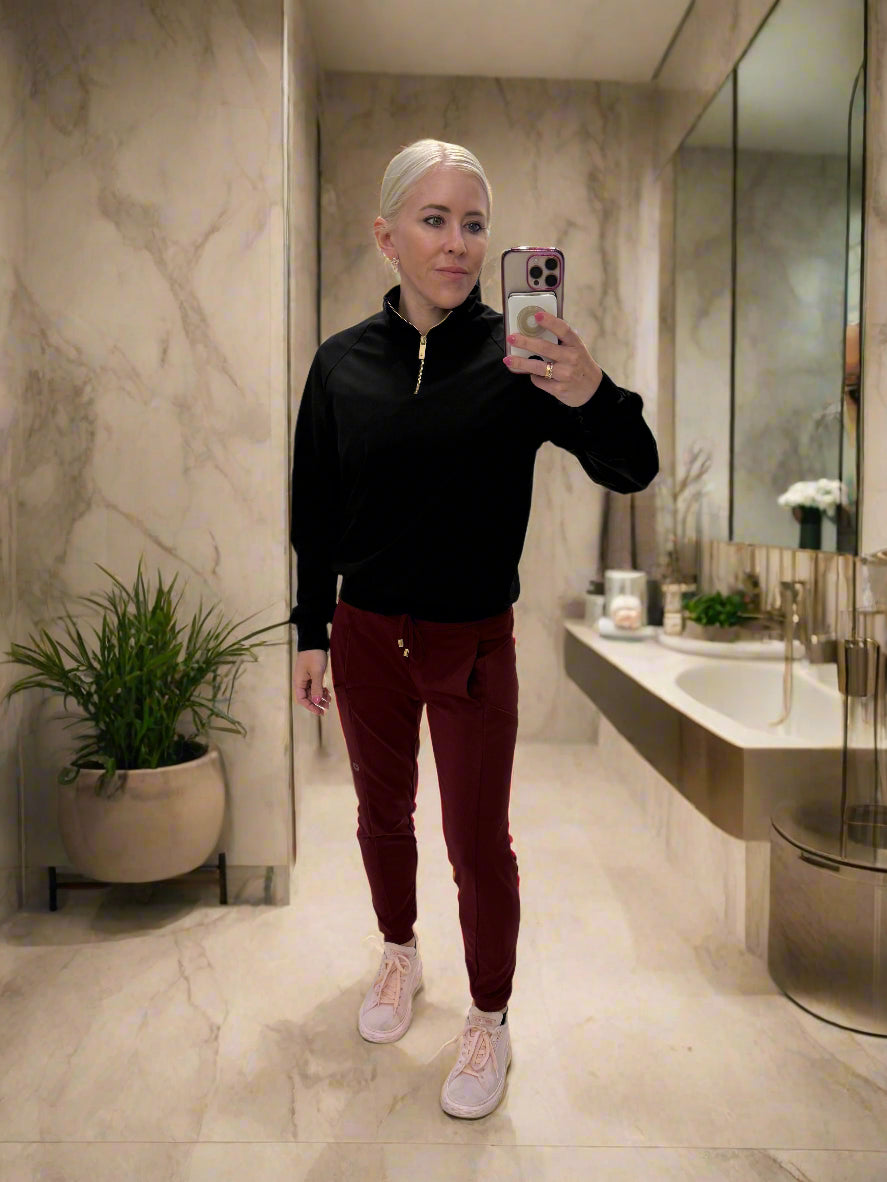burgundy scrub pants