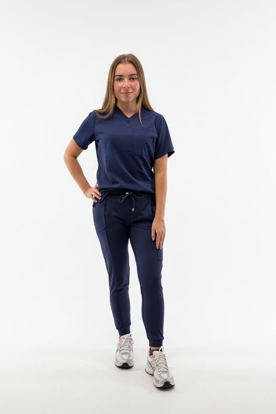 Women's Navy Scrub Low Waisted Joggers