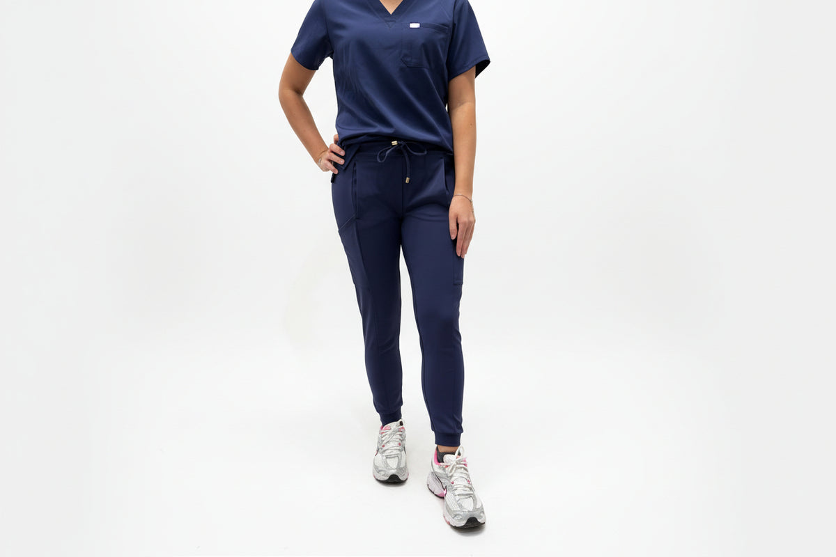 Women's Navy Scrub Low Waisted Joggers