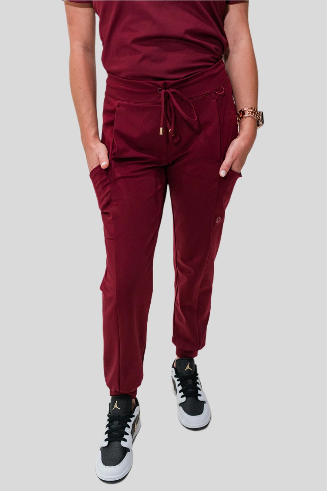 Women's Burgundy Scrub Joggers