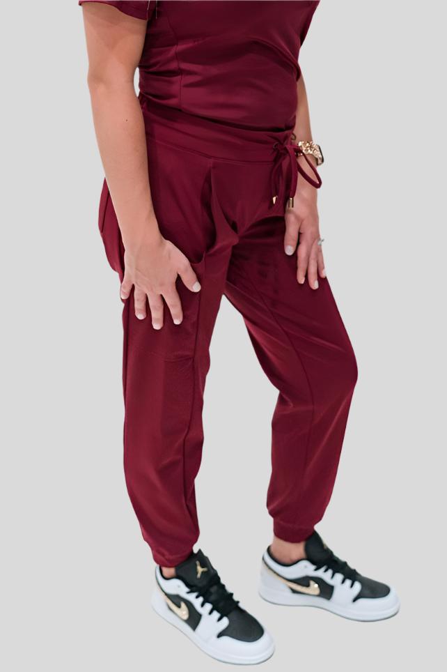 Women's Burgundy Scrub Joggers