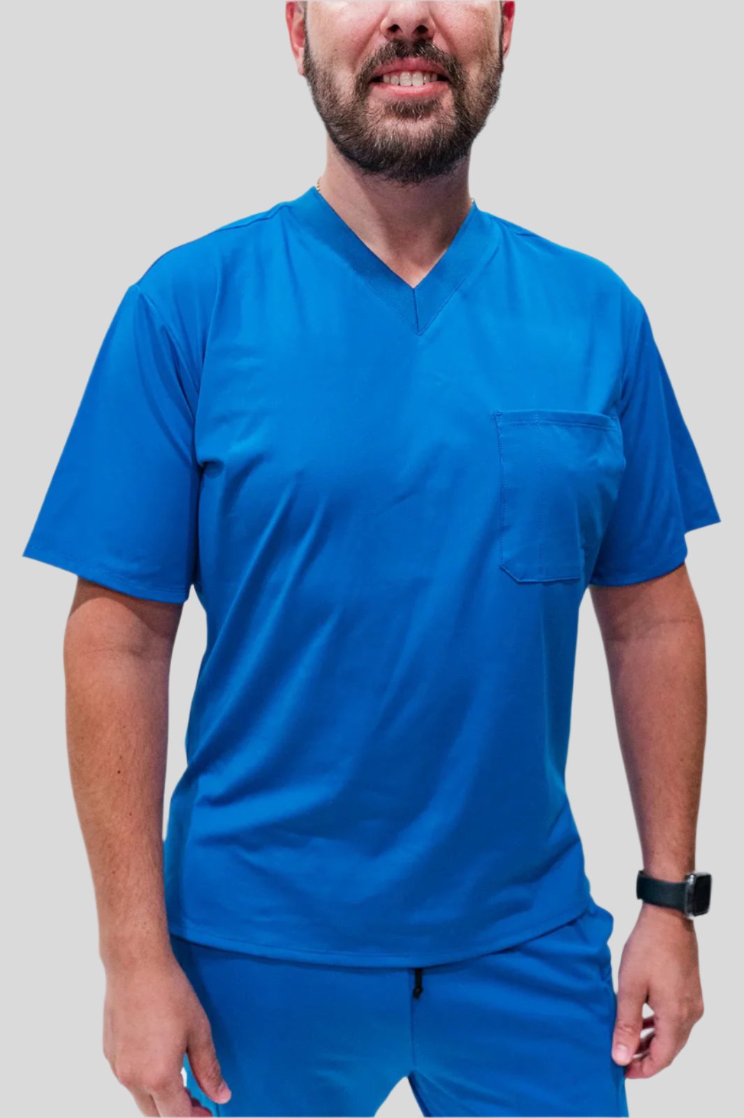 Men's Cobalt Blue V-Neck Scrub Top