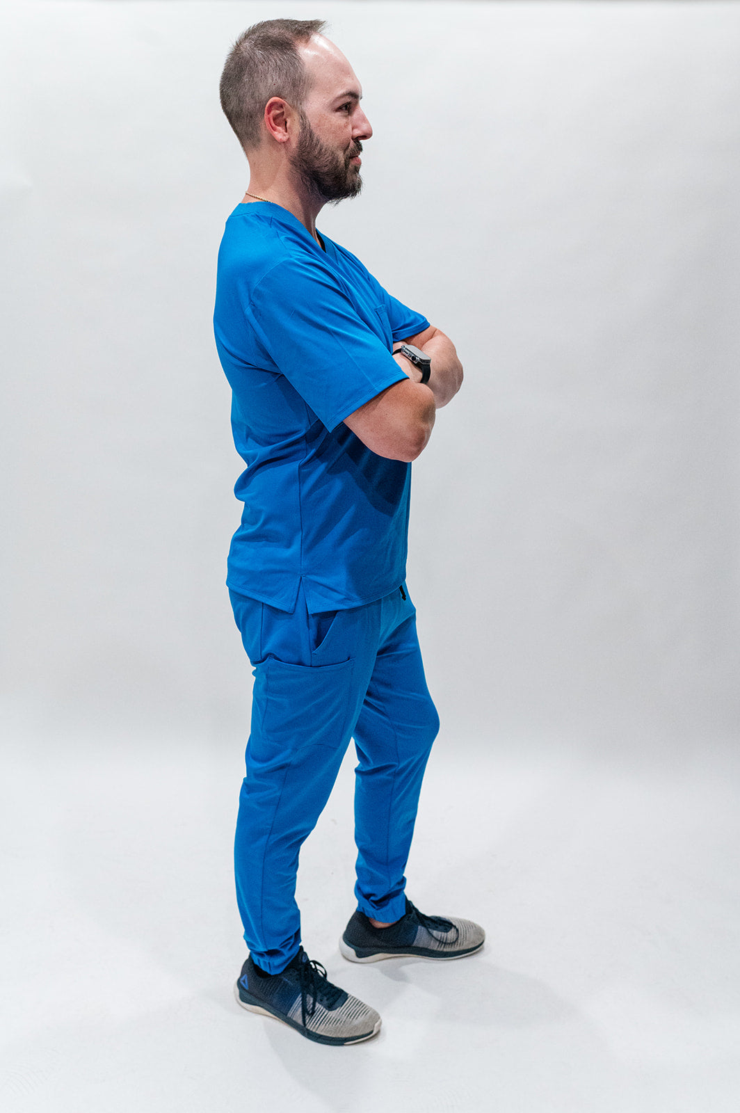 Men's Cobalt Blue V-Neck Scrub Top